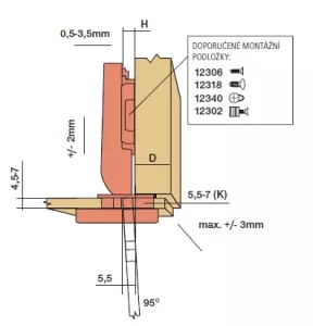 BLUM 75T4100 závěs, naložený, vrtané sklo, 94°