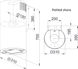 Komínogvý odsavač Kluge KMK3100BL