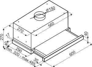 Vestavný odsavač Brandt BHT2611B černý