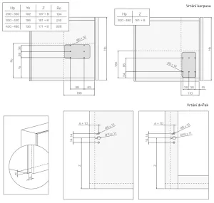 HETTICH 9206675 Lift Mini brzda sklopných dvířek 40N typ A