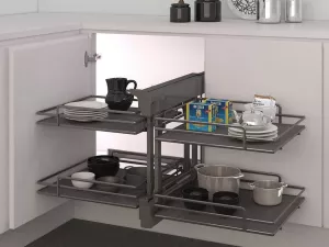 Sada rohových košů plné dno COMPACT 2 ELLITE 450 mm titanium