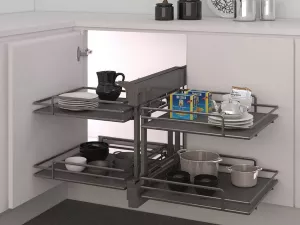 Sada rohových košů plné dno COMPACT 2 ELLITE 600 mm titanium