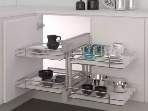 Sada rohových košů plné dno COMPACT 2 ELLITE 450 mm chrom/bílá