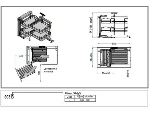 Sada rohových košů plné dno Dynamic Corner ELLITE 900 x 485 mm L chrom/bílá Inoxa