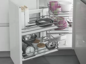 Sada rohových košů plné dno Dynamic Corner ELLITE 900 x 485 mm P chrom/bílá