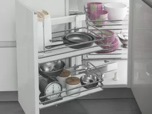 Sada rohových košů plné dno Dynamic Corner ELLITE 900 x 485 mm L chrom/bílá