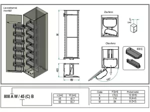 INOXA Skříň potr. vč. 12 košů plné dno ELLITE 850-1765 x 493 x 407 mm pro skříň 450 mm titanium INOXA Skříň potr. vč. 12 košů plné dno ELLITE 850-1765 x 493 x 407 mm pro skříň 450 mm titanium