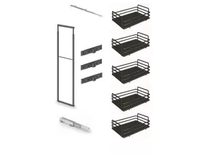 Skříň potravinová 859A 1835-2185 x 400 mm + sada 5 košů 1852 ELLITE plné dno titanium Inoxa