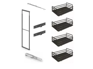 Skříň potravinová 859M 1490-1840 x 400 mm + sada 4 košů 1852 ELLITE plné dno titanium