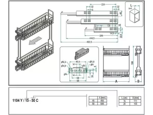 Koš drátěný GOLD 200 x 500 mm P plnovýsuv Hettich Quadro chrom Inoxa
