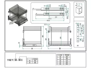 Koš drátěný GOLD 300 x 500 mm L+P plnovýsuv Hettich Quadro chrom Inoxa Koš drátěný GOLD 300 x 500 mm L+P plnovýsuv Hettich Quadro chrom Inoxa