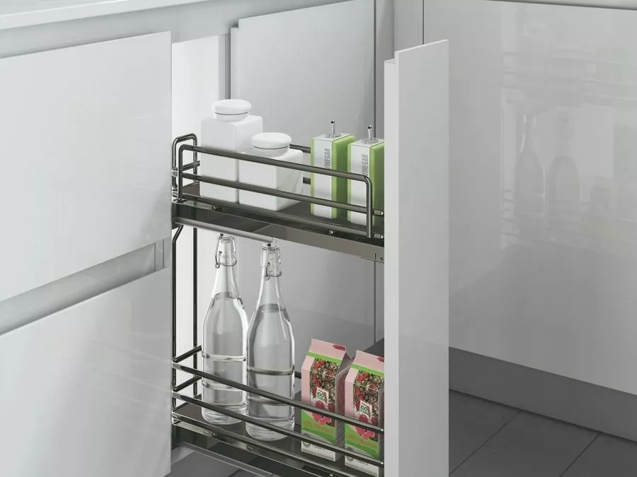Koš drátěný plné dno ELLITE 150 x 500 mm P plnovýsuv Grass Dynamic titanium Inoxa