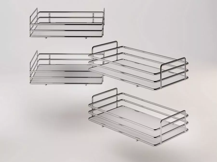 Sada 4 rohových drátěných košů pro DYNAMIC CORNER ELLITE chrom Inoxa