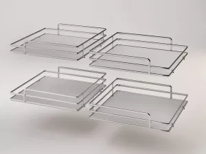 Sada 4 rohových košů plné dno pro COMPACT 2 ELLITE 450 mm chrom/bílá