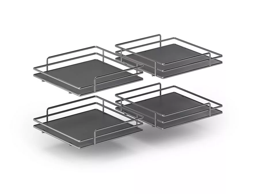 Sada 4 rohových košů plné dno pro COMPACT2 ELLITE 450 mm titanium Inoxa