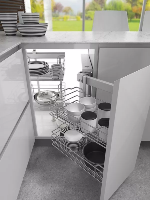 Sada rohových košů celodrátěné DYNAMIC CORNER ELLITE 900 x 485 mm P chrom Inoxa