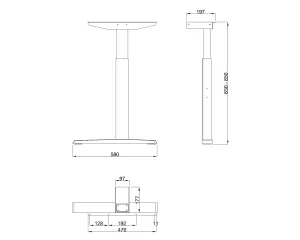 MILADESIGN podnož s regulací krajní Linear LN3403R stříbrná Mila Desing