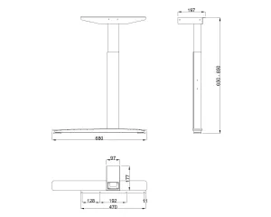 MILADESIGN podnož s regulací krajní Linear LN3601R stříbrná Mila Desing