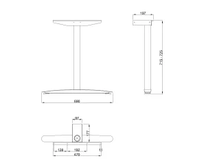 MILADESIGN podnož středová noha Linear LN3102 stříbrná Mila Desing
