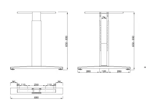 MILADESIGN G3 ST226R podnož s regulací středová antracit Mila Desing