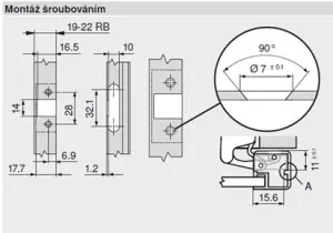 BLUM 70T950A.TL závěs, naložený, alu, Tip-on, 95° BLUM 70T950A.TL závěs, naložený, alu, Tip-on, 95°