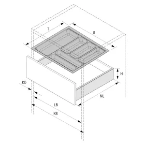 HETTICH Příborník OrgaTray 440, 175-200 * 1100-1200/380-440mm, antracit //