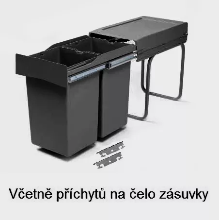 GOLLINUCCI Sorter Linea 222DM na dvířko 300mm 2x14l antracit Gollinucci