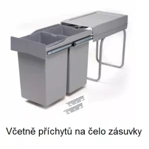 GOLLINUCCI Sorter Linea 222DM na dvířko 300mm 2x14l šedá