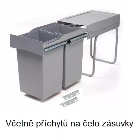 GOLLINUCCI Sorter Linea 222DM na dvířko 300mm 2x14l šedá Gollinucci