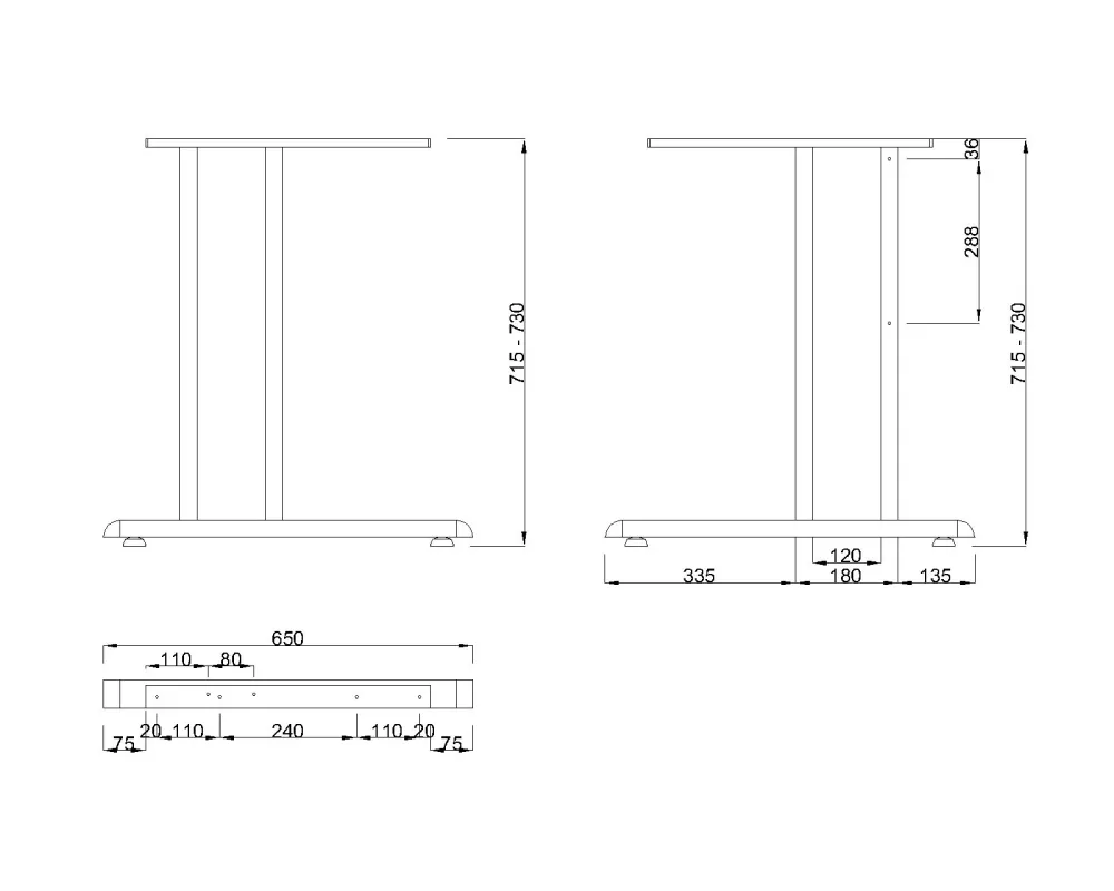 MILADESIGN G2 ST201E-ST203E podnož stříbrná // Mila Desing