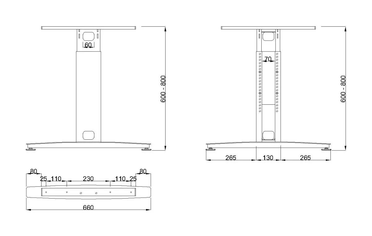 MILADESIGN podnož s regulací středová G3 ST221,224,226 R stříbrná // - ST224R Mila Desing