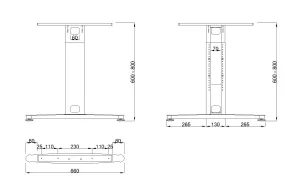 MILADESIGN podnož s regulací středová G3 ST221,224,226 R stříbrná // Mila Desing