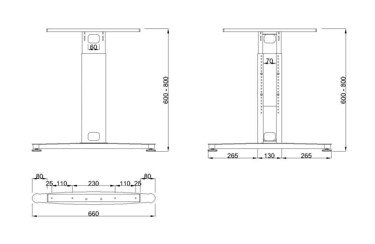 MILADESIGN podnož s regulací středová G3 ST221,224,226 R stříbrná // Mila Desing