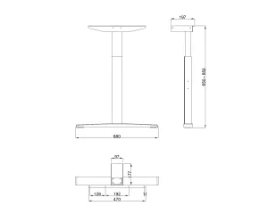 MILADESIGN podnož s regulací středová Linear LN 3102 - 3602 R stříbrná // Mila Desing