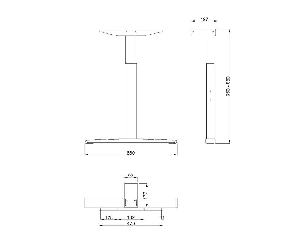 MILADESIGN podnož s regulací středová Linear LN 3102 - 3602 R stříbrná // - LN3402R Mila Desing