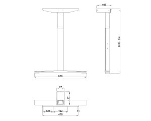 MILADESIGN podnož s regulací středová Linear LN 3102 - 3602 R stříbrná // Mila Desing