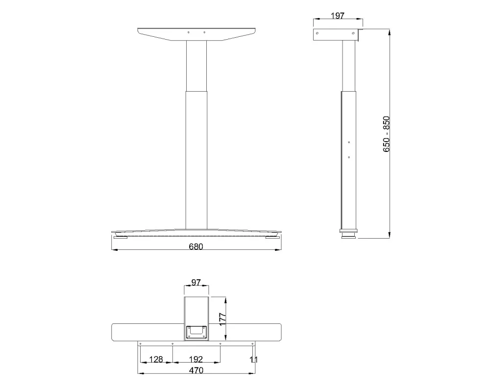 MILADESIGN podnož s regulací středová Linear LN 3102 - 3602 R stříbrná // - LN3602R Mila Desing
