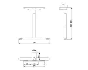 MILADESIGN podnož s regulací středová Linear LN 3102 - 3602 R stříbrná // Mila Desing