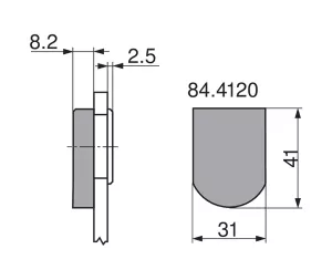BLUM 84.4120 vnější krytka závěsu, vrtané sklo, tvar "D", matný nikl