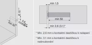BLUM 956.1004 Tip-on pro závěsy, 50mm, magnet, komplet, šedá