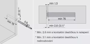 BLUM 956A1004 Tip-on pro závěsy, 76mm, magnet, komplet, bílá