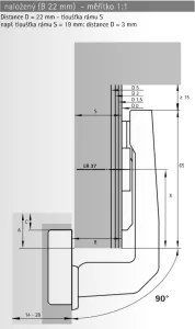 HETTICH 9044844 Intermat 9936 pro slepý úhel naložený TH52 vrut