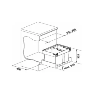 BLANCO 526641 Sorter Flexon II Low 60/2 1x30l+1x19l