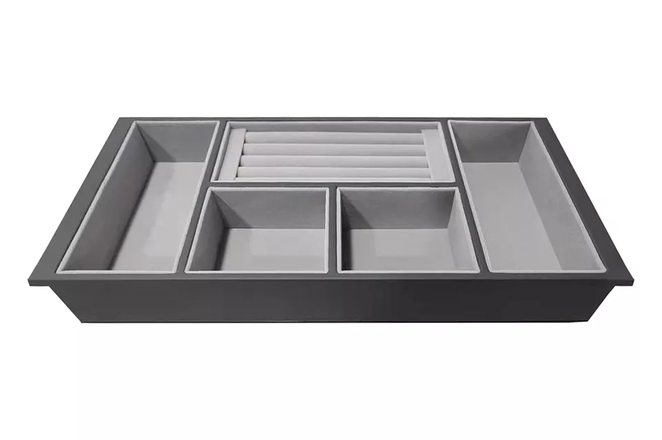 StrongIn organizér na šperky 4 přihrádky a prstýnky do šuplíku šat. skříně 500mm Strong