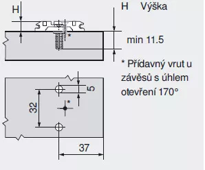 BLUM 174E6130.01 montážní podložka, křížová, Expando, 11,5mm