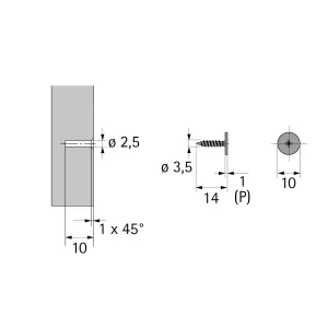 HETTICH 9386068 protikus PTO k našroubování, D10x1mm, vrtání D2,5x10mm Hettich
