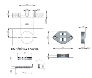 IF závěsné rektifikační kování pro deskové materiály zafrézované na skobu Italiana Ferramenta IF závěsné rektifikační kování pro deskové materiály zafrézované na skobu Italiana Ferramenta