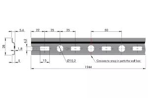 IF Libra WPC1 závěsná lišta APC1/APC6 28x1 8mm délka 2m pozink Italiana Ferramenta