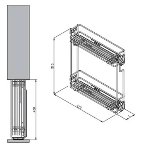 VIBO boční koš, 150mm, s tlumením, levá Vibo